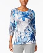 Alfred Dunner Arizona Sky Floral-print Necklace Top