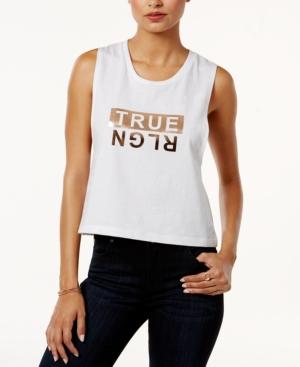 True Religion Cropped Metallic Logo Top