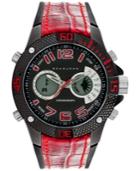 Sean John Men's Analog-digital Black Silicone & Red Leather Strap Watch 50mm 10026872