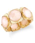 Gold-tone Imitation Rose Quartz Stretch Bracelet