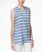 Charter Club Petite Sleeveless Striped Tunic, Only At Macy's