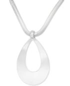 Polished Open Teardrop Pendant Necklace In Sterling Silver