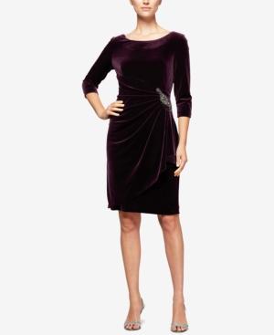 Alex Evenings Draped Velvet Sheath Dress