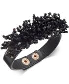 Tahlia Sodi Black-tone Beads & Faux Leather Snap Bracelet, Created For Macy's