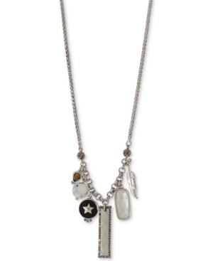 Lucky Brand Silver-tone Crystal & Stone Charm Necklace, 29-1/2 + 2 Extender