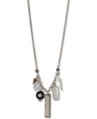 Lucky Brand Silver-tone Crystal & Stone Charm Necklace, 29-1/2 + 2 Extender
