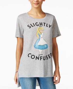 Hybrid Juniors' Alice Confused High-low Graphic T-shirt