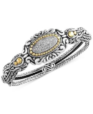 Balissima By Effy Diamond Vintage-look Bangle Bracelet (1/5 Ct. T.w.) In Sterling Silver And 18k Gold