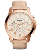 Fossil Men's Chronograph Q Grant Sand Leather Strap Smartwatch 44mm Ftw10021