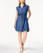 Style & Co Chambray Drawstring-waist Shirtdress, Created For Macy's