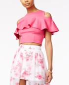 The Edit By Seventeen Juniors' Ruffled Cold-shoulder Crop Top, Only At Macy's