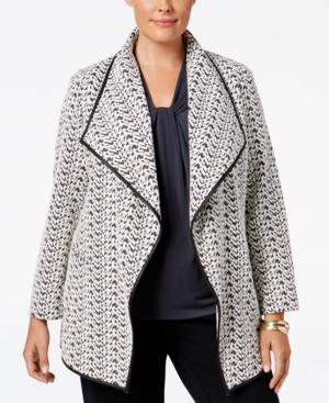 Calvin Klein Plus Size Draped Houndstooth Jacket