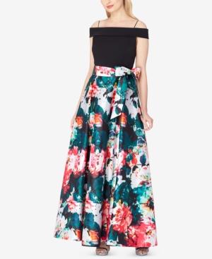 Tahari Asl Off-the-shoulder A-line Gown