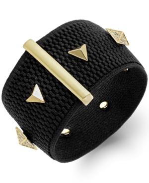 Abs By Allen Schwartz Black Fabric Pyramid Stretch Bracelet