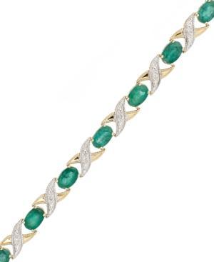 10k Gold Bracelet, Emerald (5 Ct. T.w.) And Diamond Accent Xo Link Bracelet