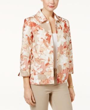 Alfred Dunner Open-front Floral-print Jacket
