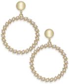 I.n.c. Gold-tone Imitation Pearl Drop Hoop Earrings, Created For Macy's