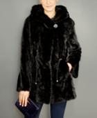 The Fur Vault Mink Fur Hooded Drawstring Jacket