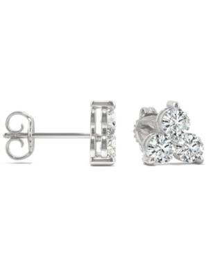 Moissanite 3-stone Stud Earrings (1 Ct. Tw.) In 14k White Gold