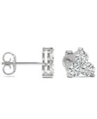 Moissanite 3-stone Stud Earrings (1 Ct. Tw.) In 14k White Gold