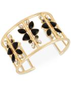 M. Haskell For Inc International Concepts Gold-tone Jet Stone Openwork Cuff Bangle, Only At Macy's