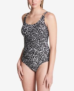 Calvin Klein Printed One-piece Swimsuit,a Macy's Exclusive Style Women's Swimsuit