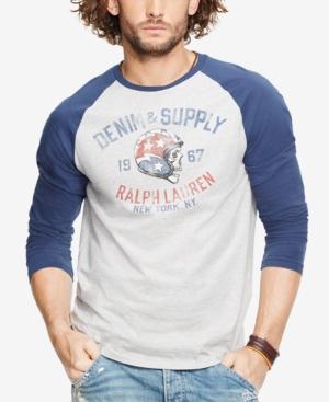 Denim & Supply Ralph Lauren Men's Biker Skull Logo Baseball Shirt