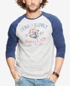 Denim & Supply Ralph Lauren Men's Biker Skull Logo Baseball Shirt