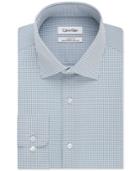 Calvin Klein Men's Steel Non-iron Performance Bermuda Blue Gingham Dress Shirt