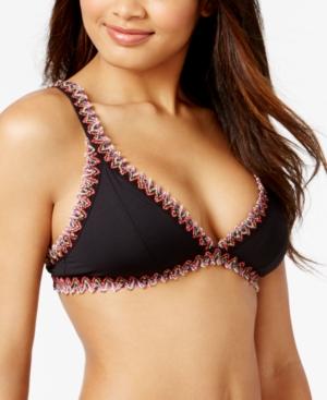 Becca Mardi Gras Embroidered Triangle Bikini Top Women's Swimsuit
