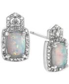 Lab-created Opal (1 Ct. T.w.) And White Sapphire (1/5 Ct. T.w.) Stud Earrings In Sterling Silver