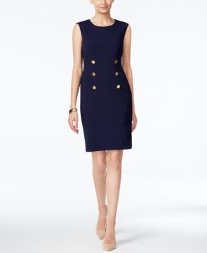 Connected Button-accent Sheath Dress