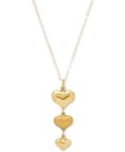 Triple Puff Heart 18 Pendant Necklace In 10k Gold