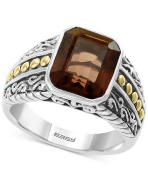 Effy Men's Smoky Quartz Ring (5-3/8 Ct. T.w.) In Sterling Silver & 18k Gold