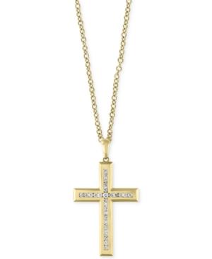 D'oro By Effy Men's 22 Diamond Cross Pendant Necklace (1 Ct. T.w.) In 14k Gold