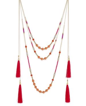 Inc International Concepts Gold-tone Multicolor Bead & Tassel Layered Necklace, Only At Macy's
