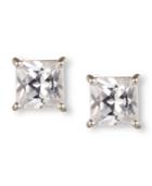 Nine West Earrings, Silver-tone Princess-cut Crystal Stud Earrings