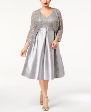 Sl Fashions Plus Size Sequined Dress And Jacket