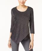 Jm Collection Metallic Micro-stripe Top, Created For Macy's