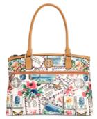 Giani Bernini Postcard Print Canvas Satchel, Only At Macy's