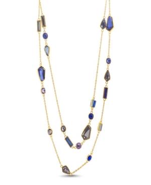 Catherine Malandrino Women's Multicolored Rhinestone Yellow Gold-tone 2 Layer Rolo Chain Necklace