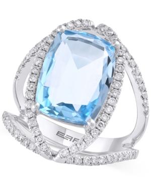 Effy Blue Topaz (9 Ct. T.w.) And Diamond (5/8 Ct. T.w.) Ring In 14k White Gold