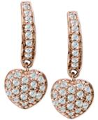 Giani Bernini Cubic Zirconia Pave Heart Drop Earrings In 18k Rose Gold-plated Sterling Silver, Only At Macy's