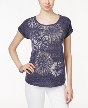 Style & Co. Firework-print Heathered T-shirt, Only At Macy's