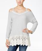Style & Co. Crochet-trim Cold-shoulder Top, Only At Macy's