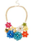M. Haskell Gold-tone Multi-colored Flower Frontal Necklace