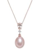 Pink Cultured Freshwater Pearl (8-1/2mm), Morganite (3/8 Ct. T.w.) And Diamond Accent Pendant Necklace In 14k Rose Gold