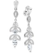 Anne Klein Silver-tone Floral Crystal Clip-on Earrings
