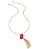 Thalia Sodi Tasseled Red Pave Lips Pendant Necklace, Only At Macy's