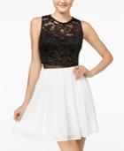 City Studios Juniors' Embroidered Illusion Dress